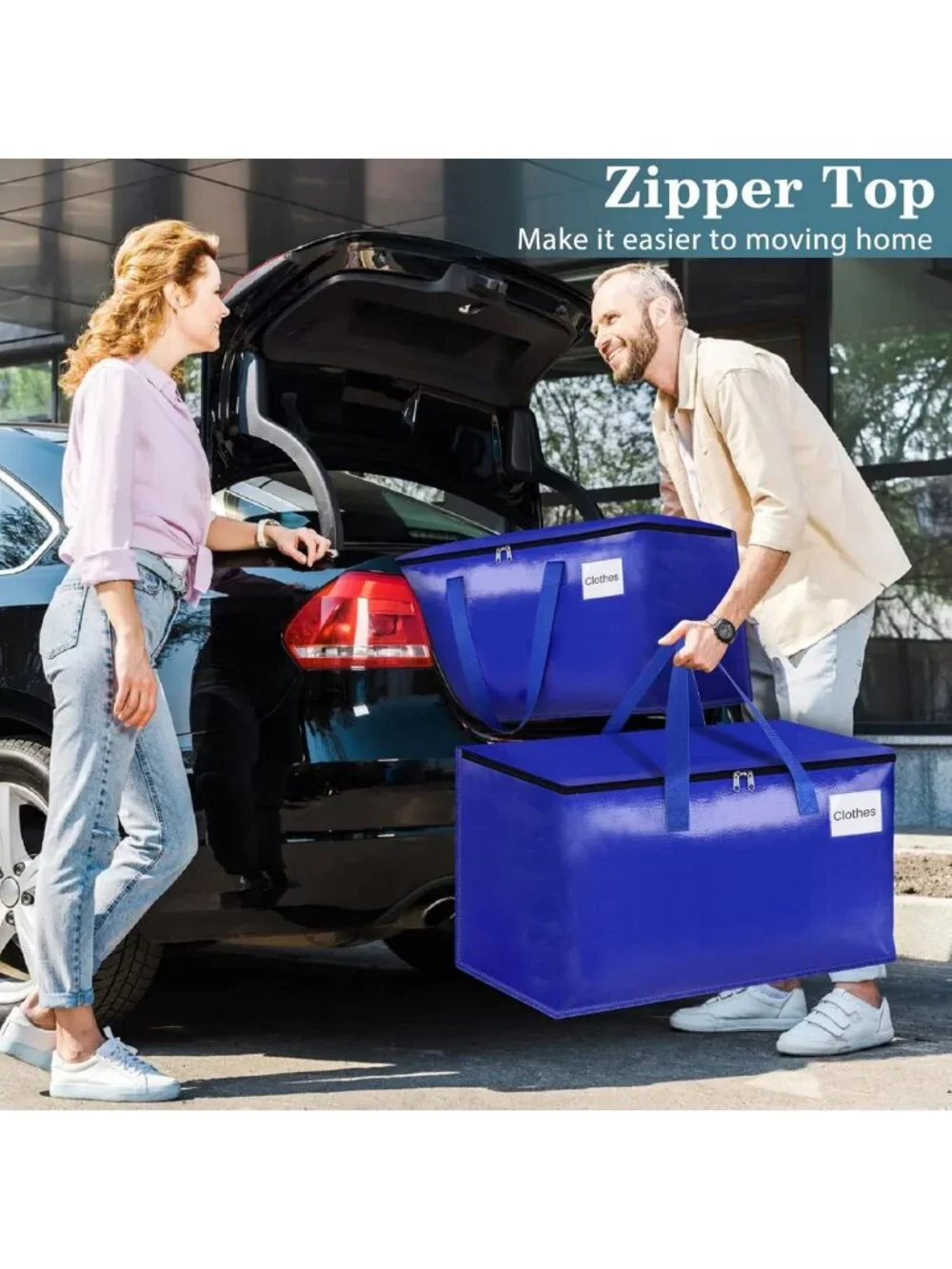Heavy Duty Moving Bags 8-Pack | Strong Zippers & Handles | Collapsible Storage